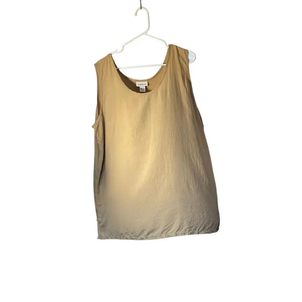 Avenue women’s plus size 100% silk khaki colored tank top 22/24